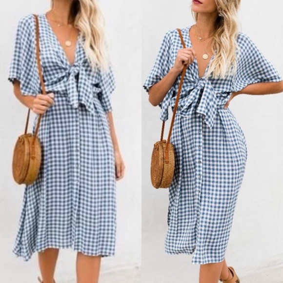 Vici Dresses & Skirts - VICI | Westminster Gingham Blue Midi Dress